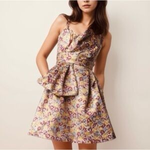 Zac Posen for Target metallic/ shimmer floral a line bow detail cocktail dress